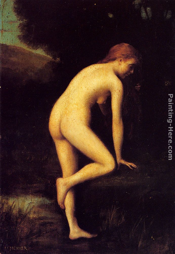 The Bather painting - Jean-Jacques Henner The Bather art painting